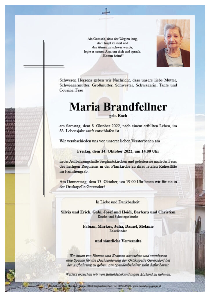 Brandfellner Maria Bestattung Geiger