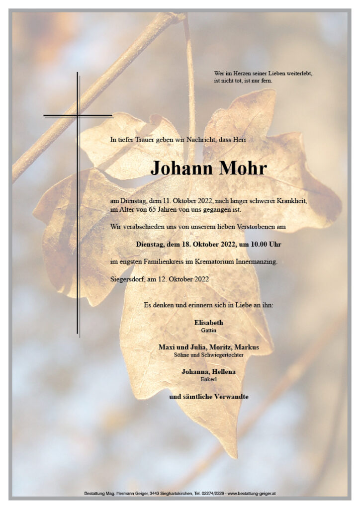 MohrJohann Bestattung Geiger