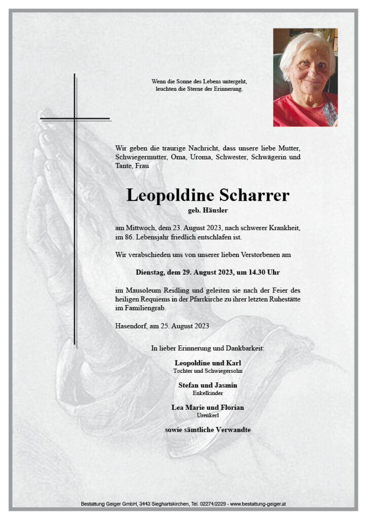 ScharrerLeopoldine Bestattung Geiger
